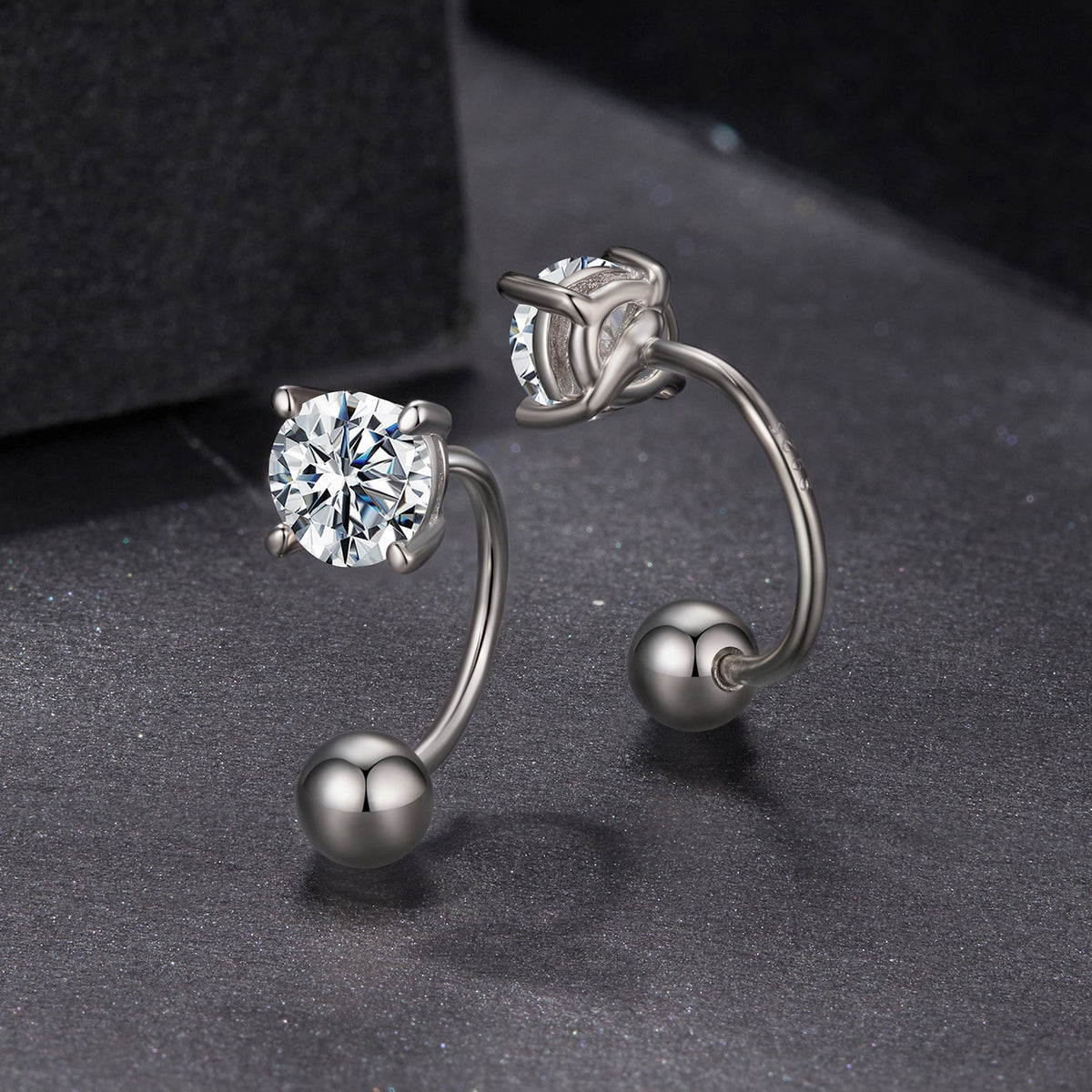 Earrings 925 sterling silver moissanite 0.1ct, 1.3cm, women, by Bids.com on Tampa Home & Garden Store