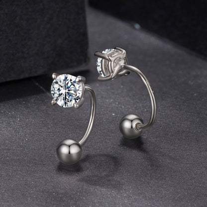 Earrings 925 sterling silver moissanite 0.1ct, 1.3cm, women, by Bids.com on Tampa Home & Garden Store