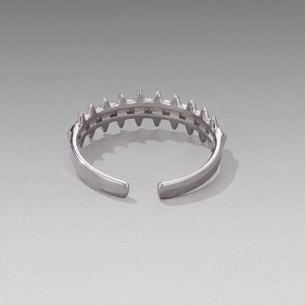 Ring 925 Sterling Silver + Plated White Gold, 0.24cm wide, adjustable ring with tooth-edge inner band on Tampa Home & Garden Store