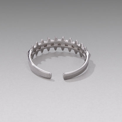 Ring 925 Sterling Silver + Plated White Gold, 0.24cm wide, adjustable ring with tooth-edge inner band on Tampa Home & Garden Store