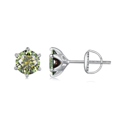 Moissanite stud earrings in 925 silver with greenish-yellow 1.00ct, 7.0mm, screw-back by Bids.com on Tampa Home & Garden Store