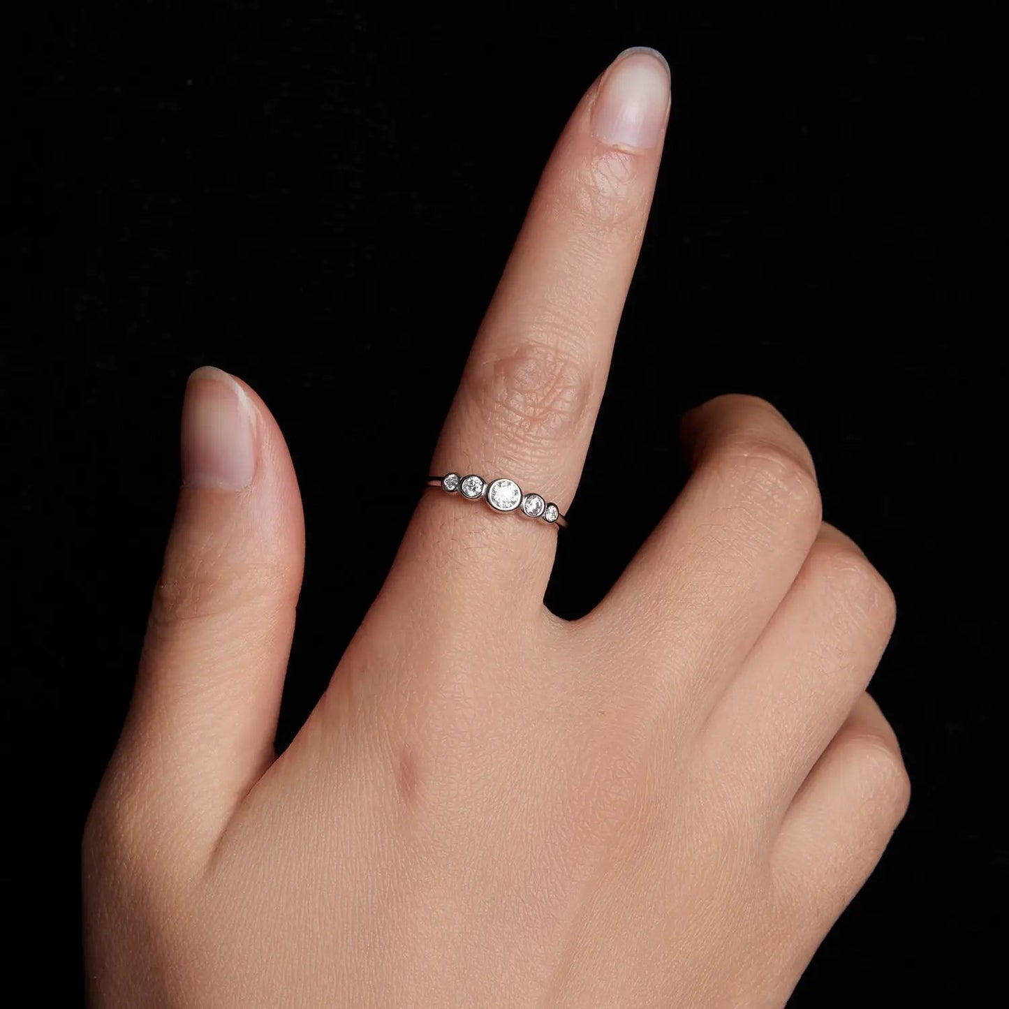 925 Sterling Silver Moissanite Ring size 6 with five round stones plated white gold on Tampa Home & Garden Store