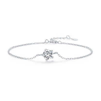 Bracelet S925 sterling silver moissanite with solitaire stone, 15+3cm, Bids.com on Tampa Home & Garden Store
