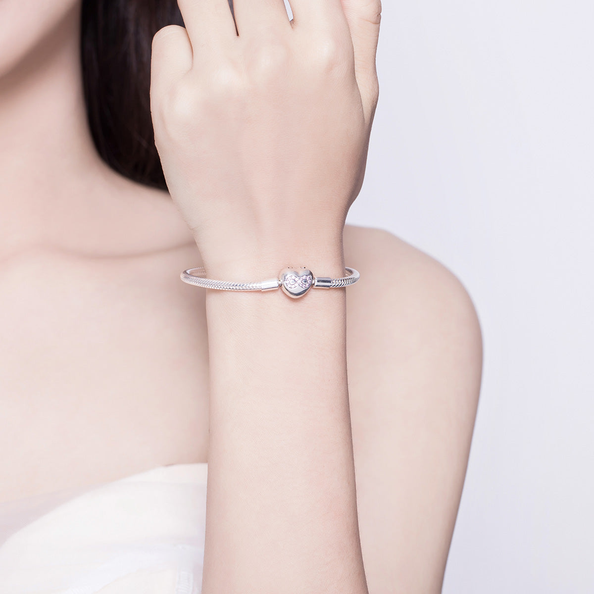 925 Sterling Silver bracelet 17.0cm for women with heart charm, Bids.com on Tampa Home & Garden Store