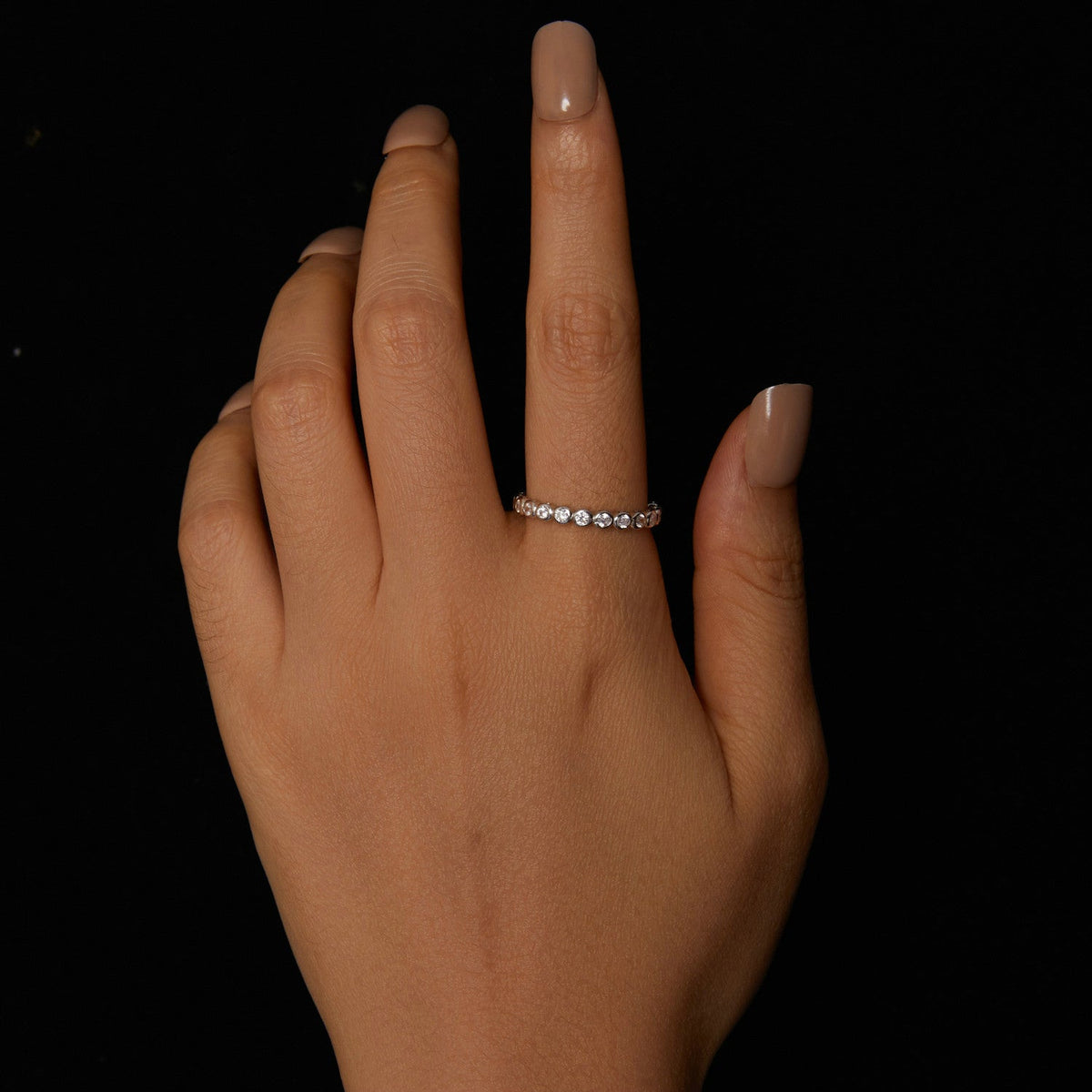 Sterling silver 2mm moissanite ring, size 7 for women, by Bids.com on Tampa Home & Garden Store