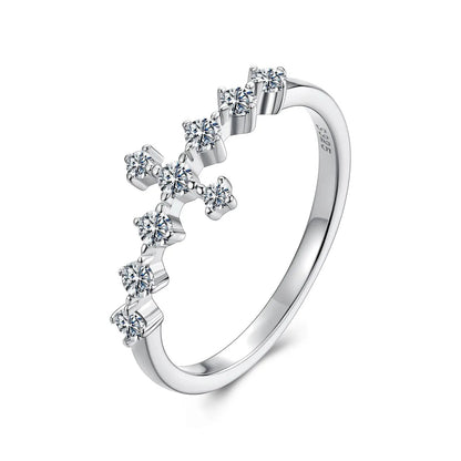 Sterling silver moissanite ring for women with a row of round stones along a curved band size 6 on Tampa Home & Garden Store