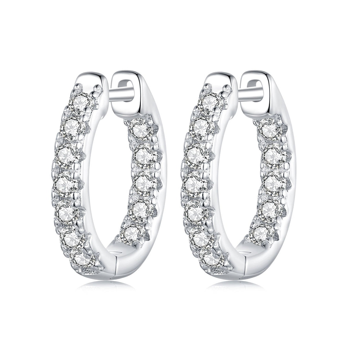 Hoop earrings 925 sterling silver moissanite, 0.023ct for women by Bids.com, pair on Tampa Home & Garden Store
