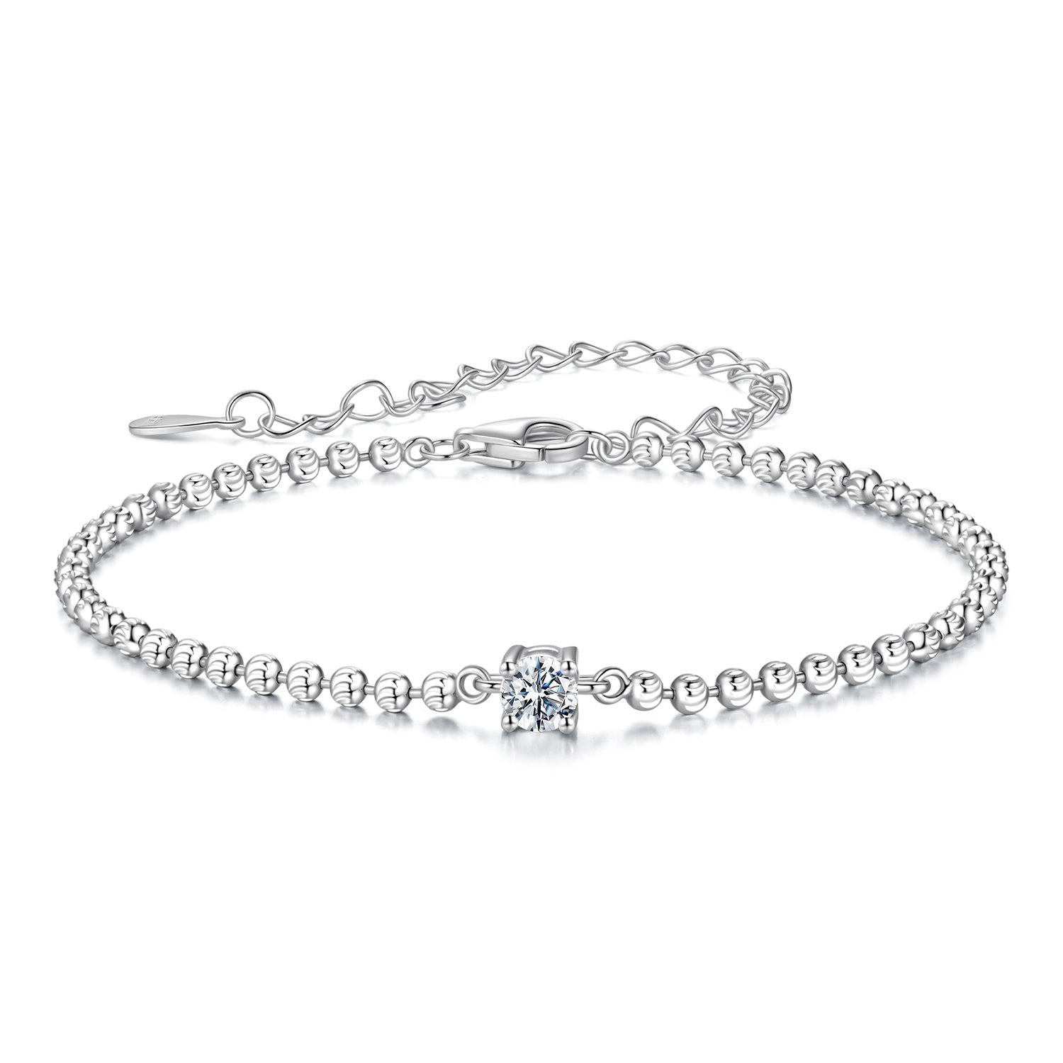 925 Sterling Silver Moissanite Bracelet with White Gold Plating, 15+6cm, Bids.com on Tampa Home & Garden Store