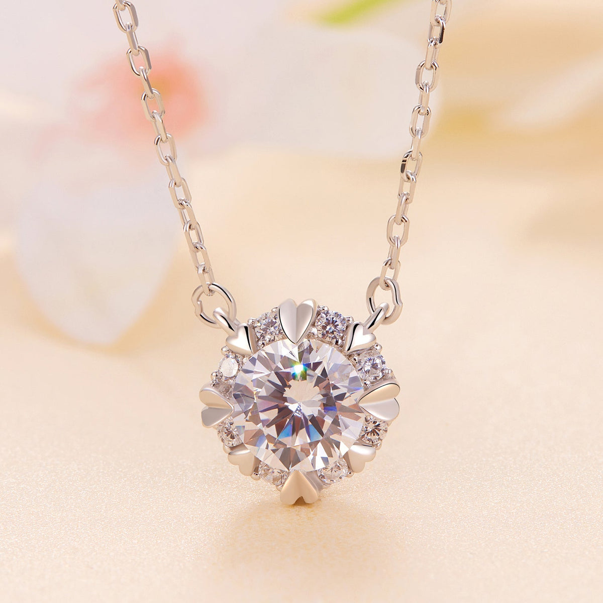 925 Sterling Silver Moissanite necklace with pavé halo 1.0ct center stone by Bids.com on Tampa Home & Garden Store