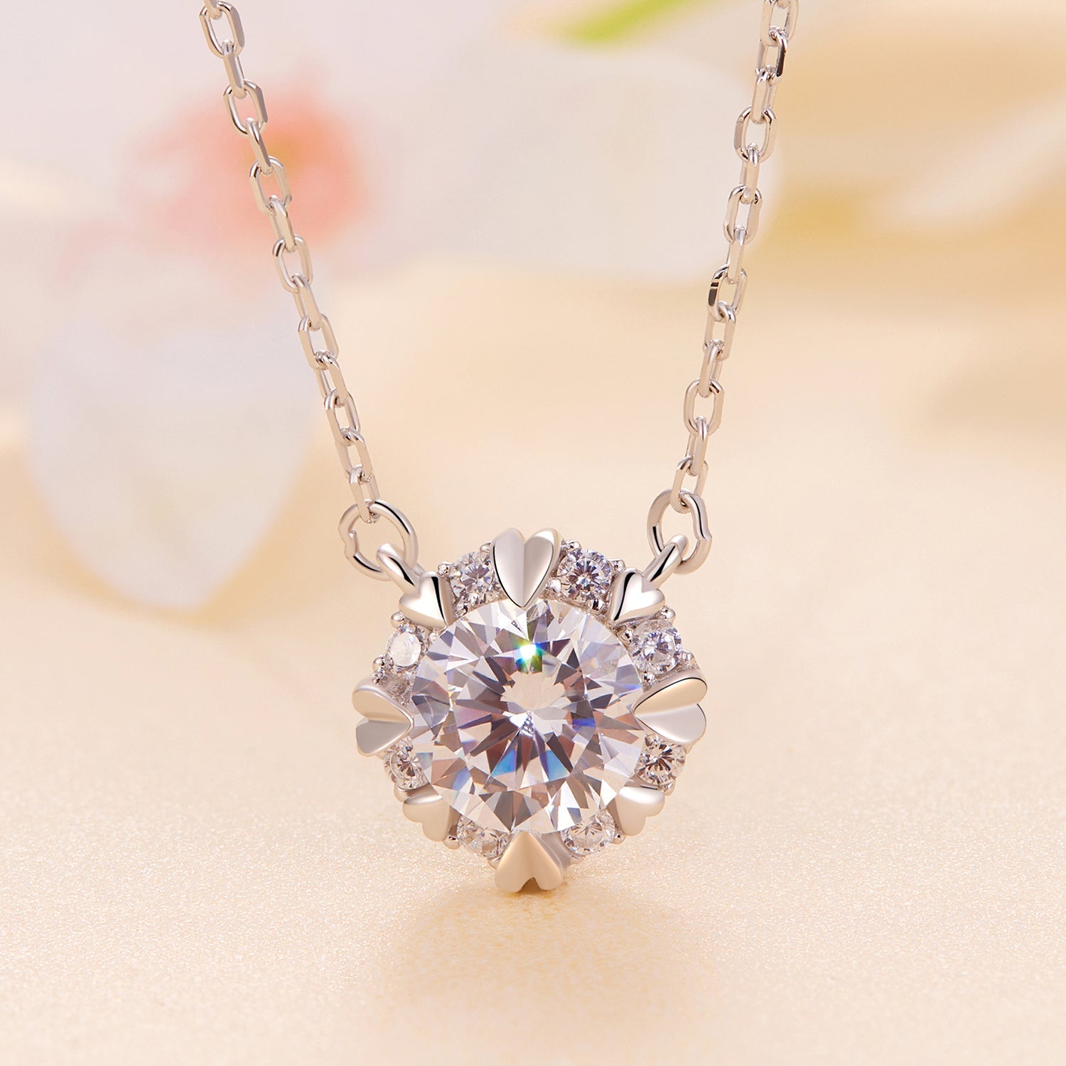 925 Sterling Silver Moissanite necklace with pavé halo 1.0ct center stone by Bids.com on Tampa Home & Garden Store