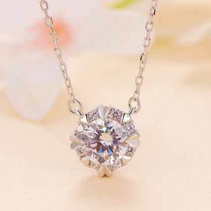 925 Sterling Silver Moissanite necklace with pavé halo 1.0ct center stone by Bids.com on Tampa Home & Garden Store