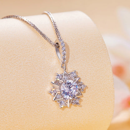 925 Sterling Silver Moissanite Necklace with Pavé Pendant, 45cm platinum plated by Bids.com on Tampa Home & Garden Store