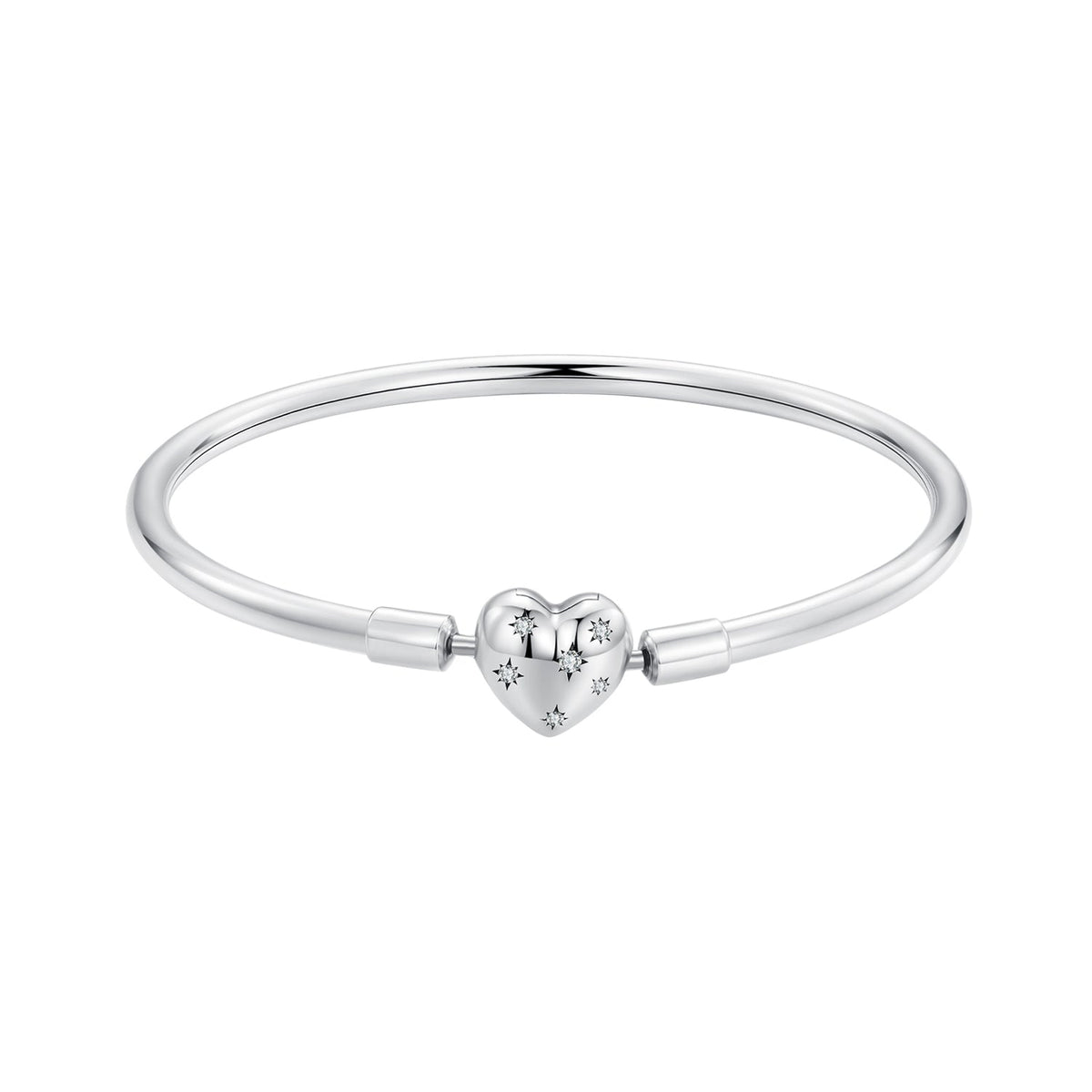 Bracelet 925 Sterling Silver White Gold Plated CZ with heart charm, 17.0cm for women by Bids.com on Tampa Home & Garden Store