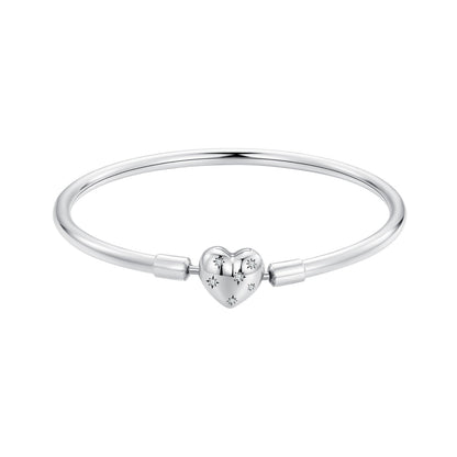 Bracelet 925 Sterling Silver White Gold Plated CZ with heart charm, 17.0cm for women by Bids.com on Tampa Home & Garden Store
