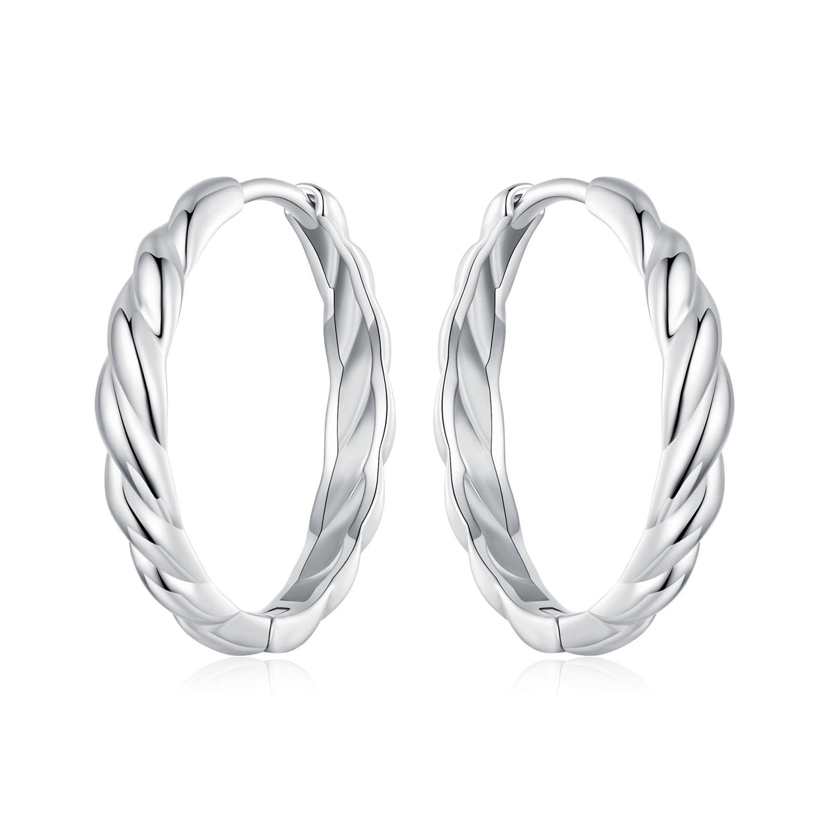 Earrings twisted hoop, 11×3mm, 925 sterling silver plated white gold finish, by Bids.com on Tampa Home & Garden Store