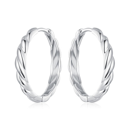 Earrings twisted hoop, 11×3mm, 925 sterling silver plated white gold finish, by Bids.com on Tampa Home & Garden Store