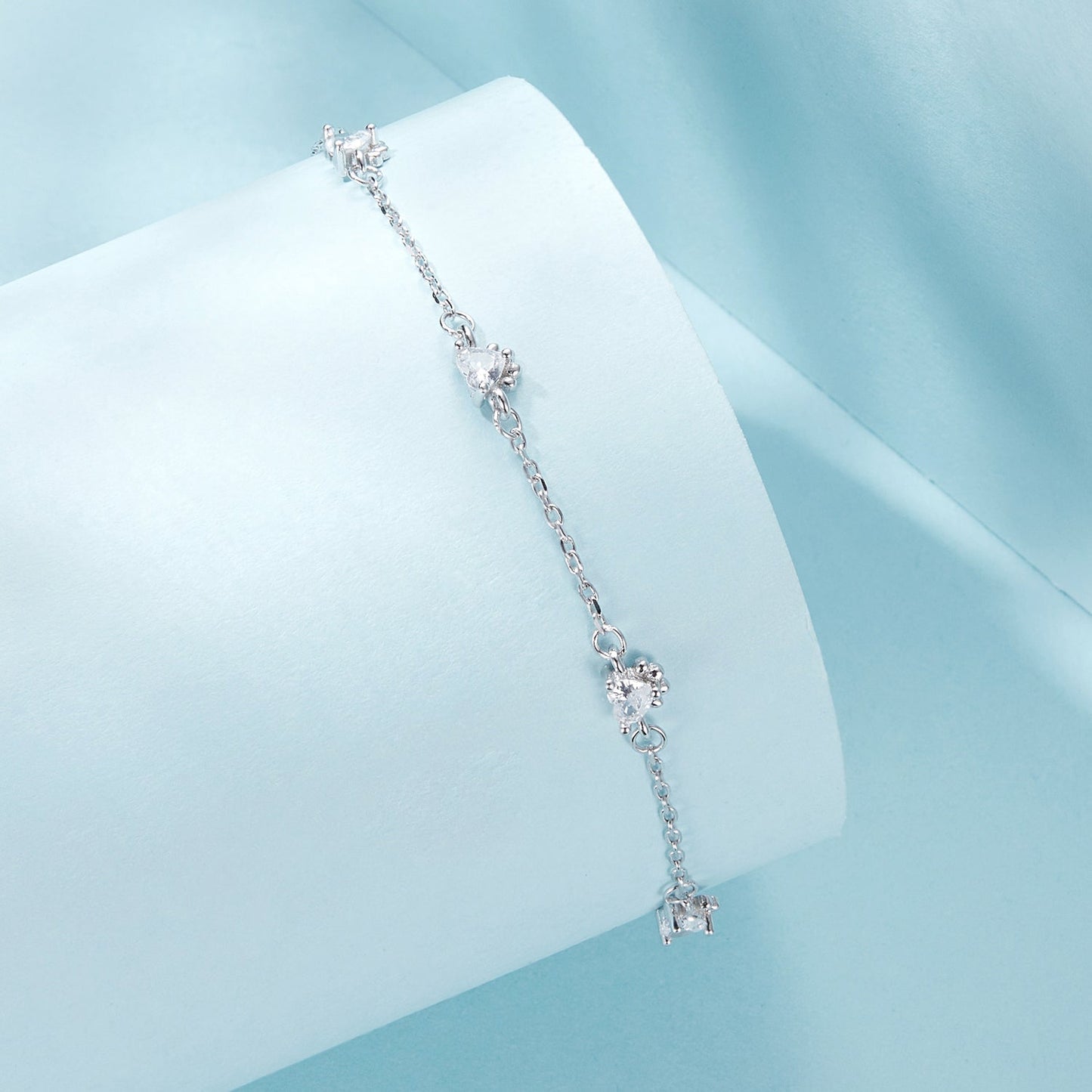 Bracelet 925 Sterling Silver with pave CZ stones, white gold plated by Bids.com on Tampa Home & Garden Store