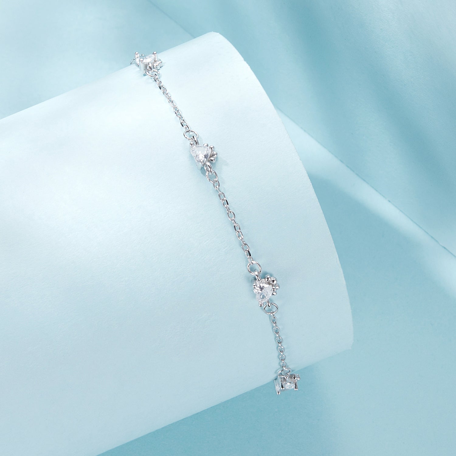 Bracelet 925 Sterling Silver with pave CZ stones, white gold plated by Bids.com on Tampa Home & Garden Store