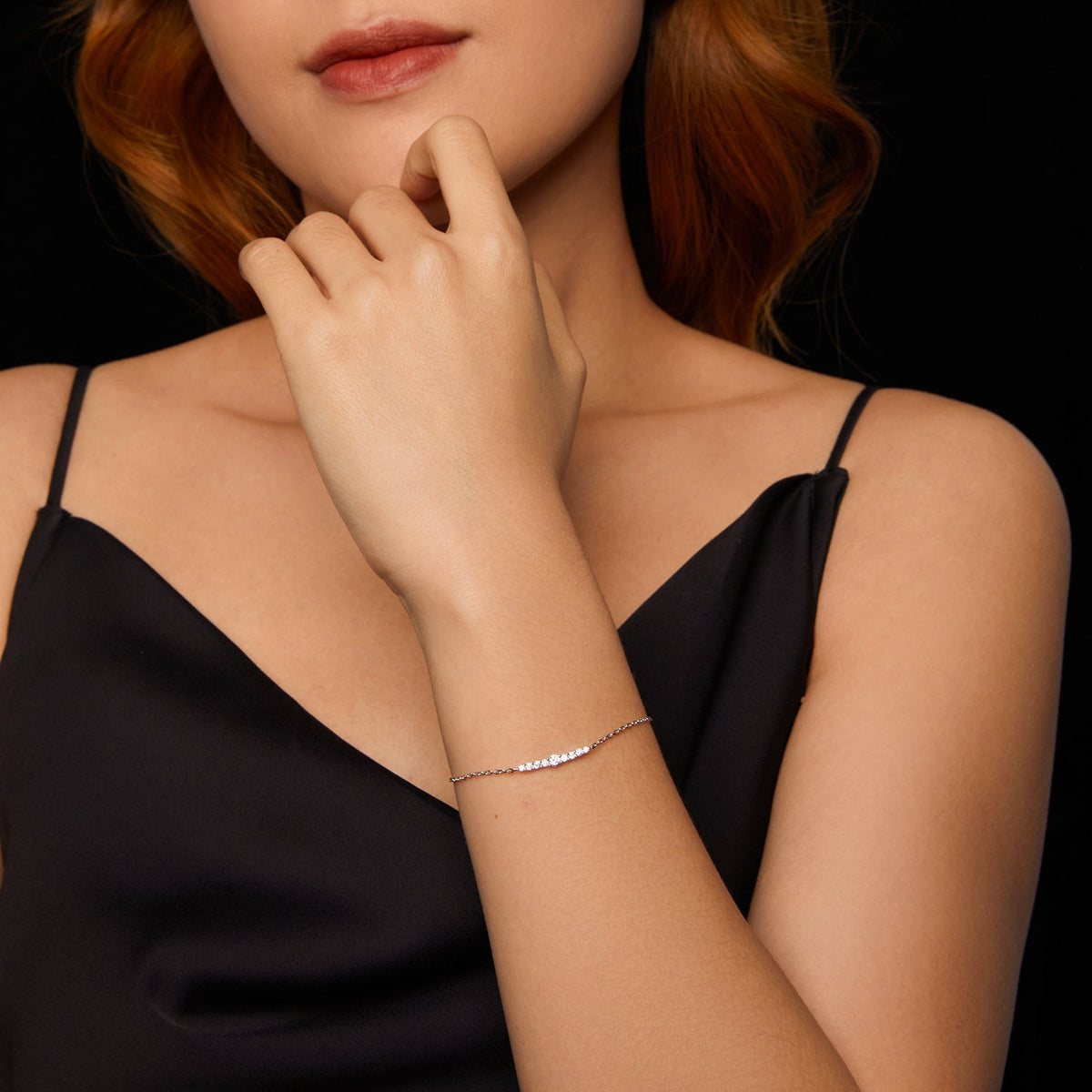 925 Sterling Silver Moissanite Bracelet for Women, white gold plated, 15+6cm on Tampa Home & Garden Store