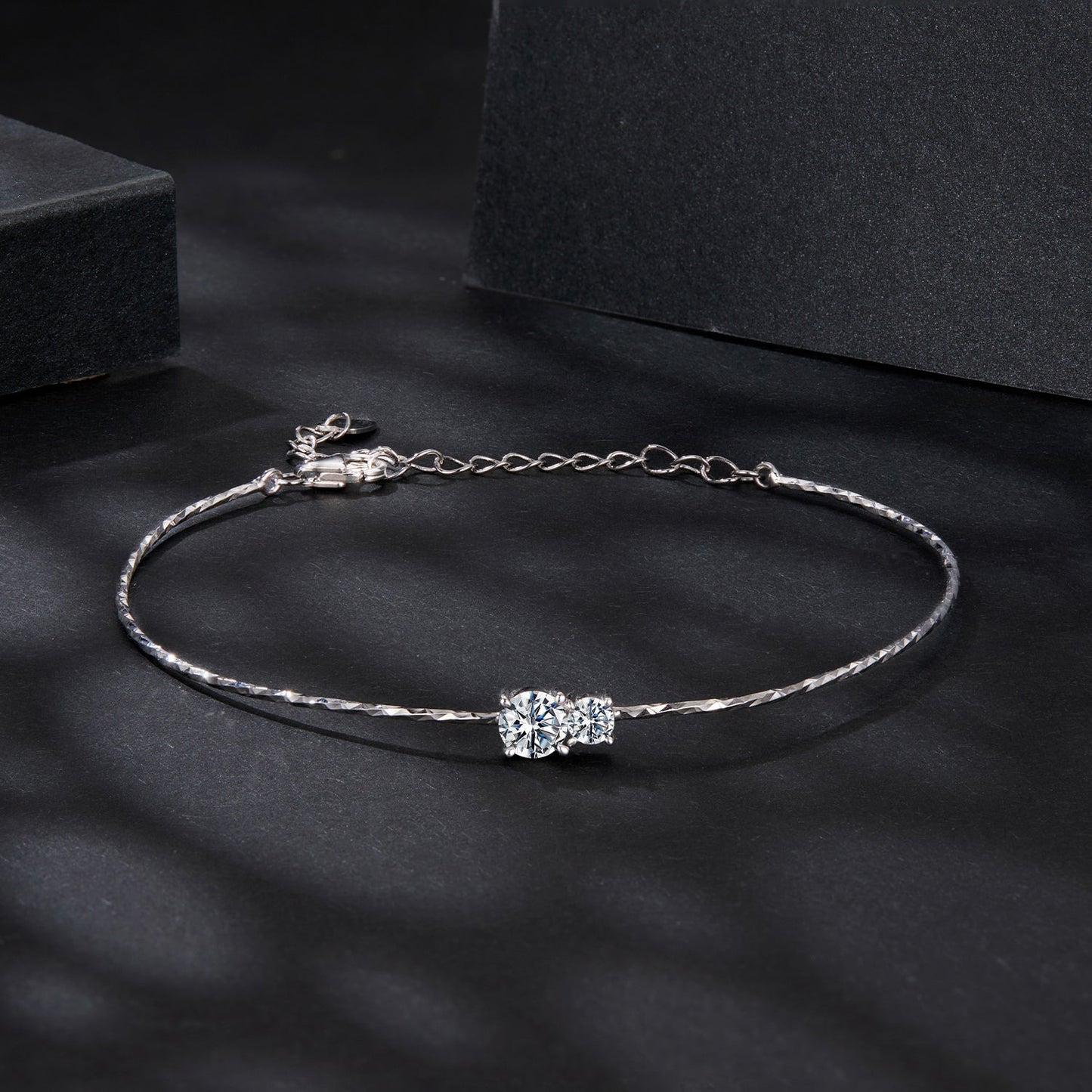 Bracelet 925 Sterling Silver Moissanite with twin stones twisted chain extender Bids.com on Tampa Home & Garden Store