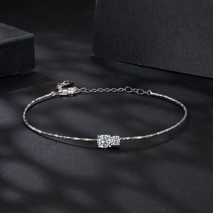 Bracelet 925 Sterling Silver Moissanite with twin stones twisted chain extender Bids.com on Tampa Home & Garden Store