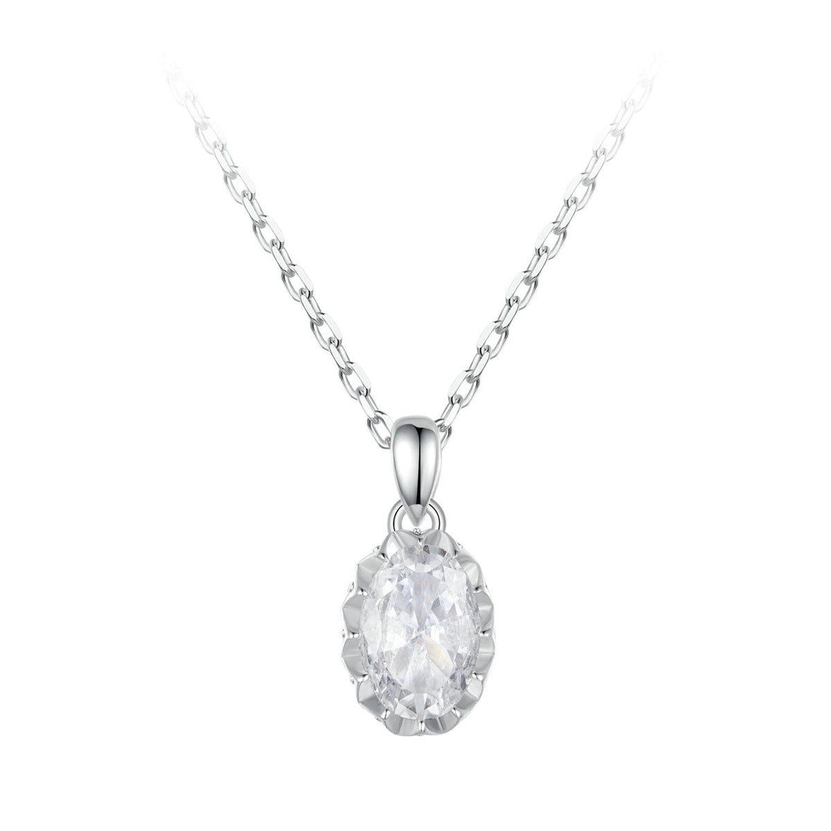 925 Sterling Silver 1 Carat Moissanite Necklace with Pavé Setting, 400 mm chain for Women on Tampa Home & Garden Store