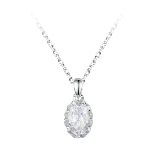 925 Sterling Silver 1 Carat Moissanite Necklace with Pavé Setting, 400 mm chain for Women on Tampa Home & Garden Store