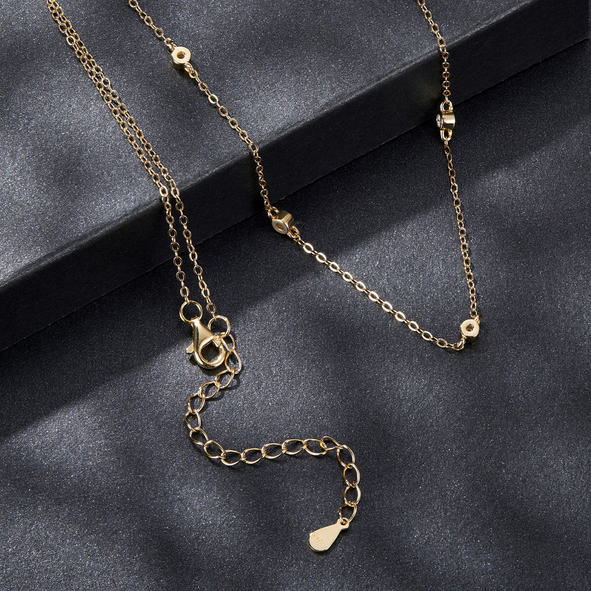 Gold-tone adjustable moissanite necklace for women with lobster clasp and small charm pendant on Tampa Home & Garden Store