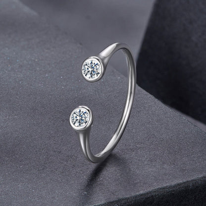 925 Sterling Silver Moissanite Ring size E by Bids.com, double-ended bezel-set stones on Tampa Home & Garden Store