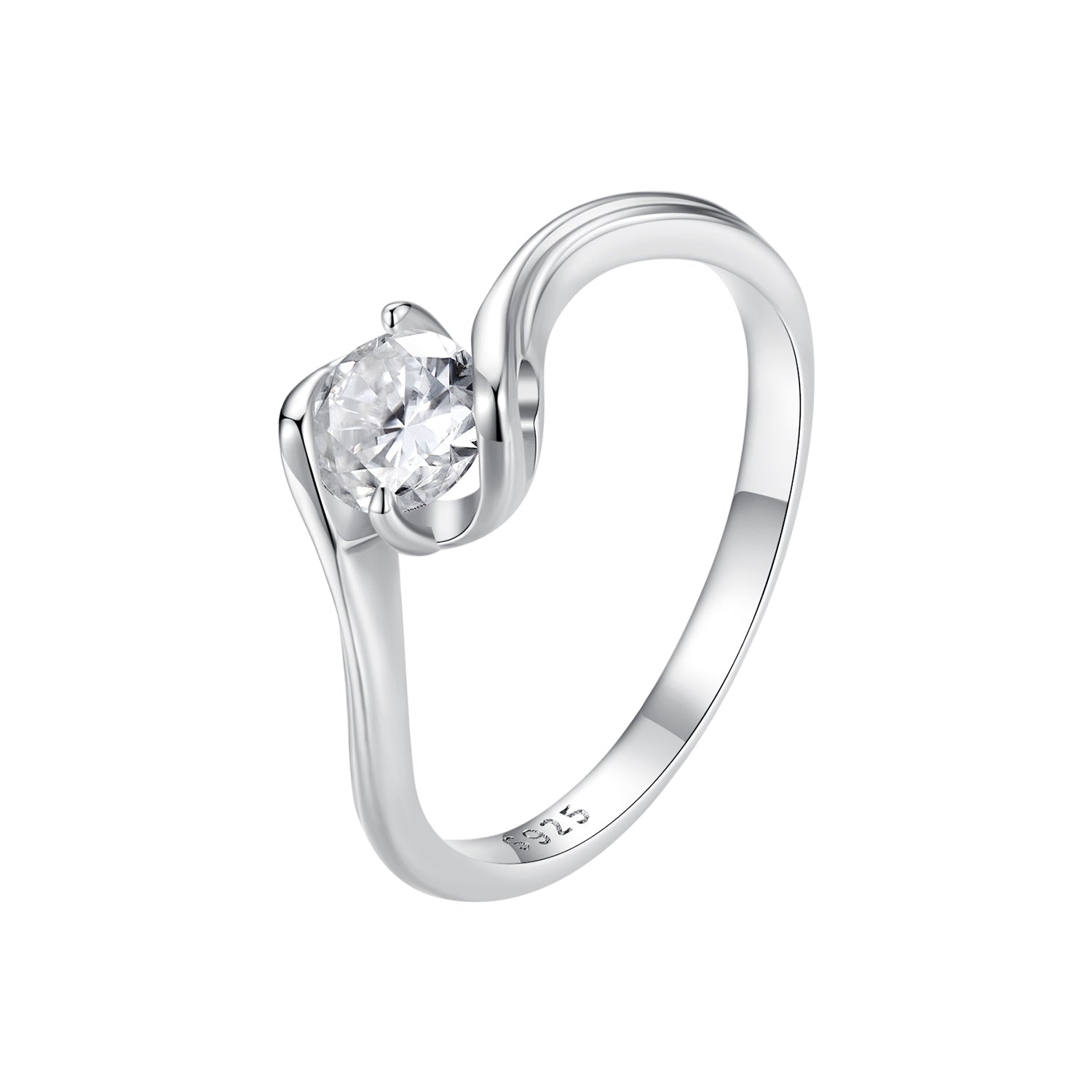 Sterling silver 5mm moissanite ring for women by Bids.com with a curved, sculpted setting on Tampa Home & Garden Store
