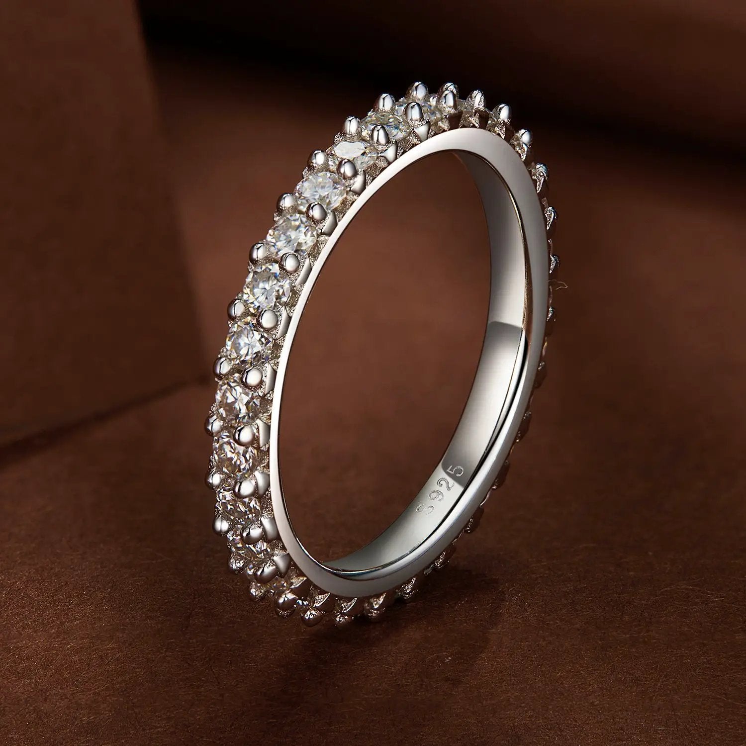 925 sterling silver moissanite ring size 6 with round stones totaling 0.03ct encircling band on Tampa Home & Garden Store