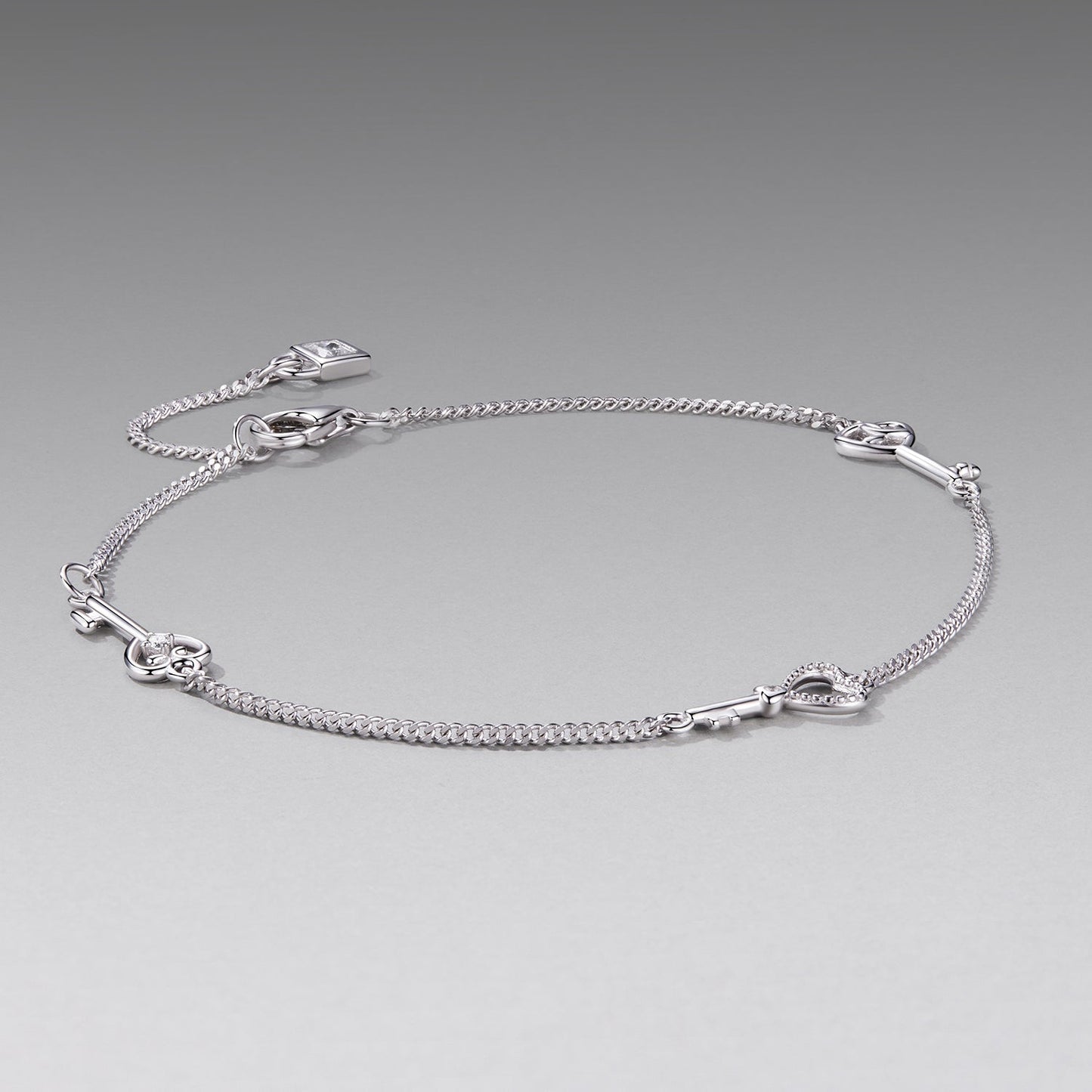 Bracelet 925 sterling silver white gold plated pave CZ, 21cm, Bids.com on Tampa Home & Garden Store