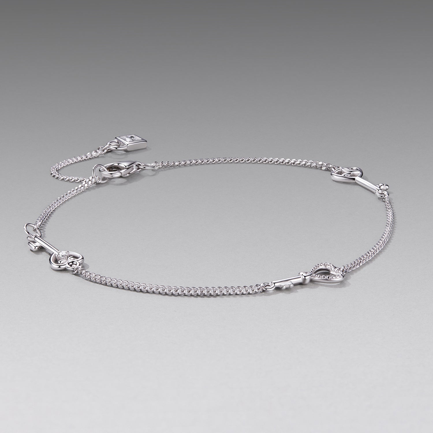 Bracelet 925 sterling silver white gold plated pave CZ, 21cm, Bids.com on Tampa Home & Garden Store