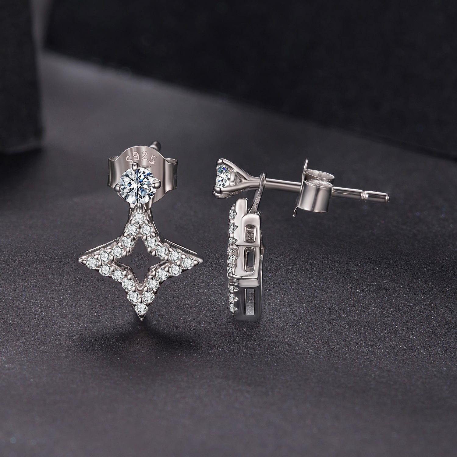 Earrings 925 sterling silver moissanite 0.1ct for women with star-shaped pavé drop Bids.com on Tampa Home & Garden Store