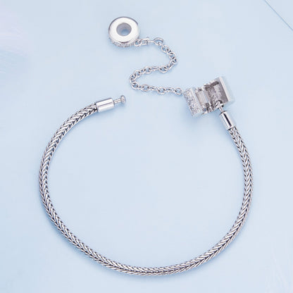 Sterling silver bracelet 17cm with pavé CZ setting, braided chain and secure clasp on Tampa Home & Garden Store