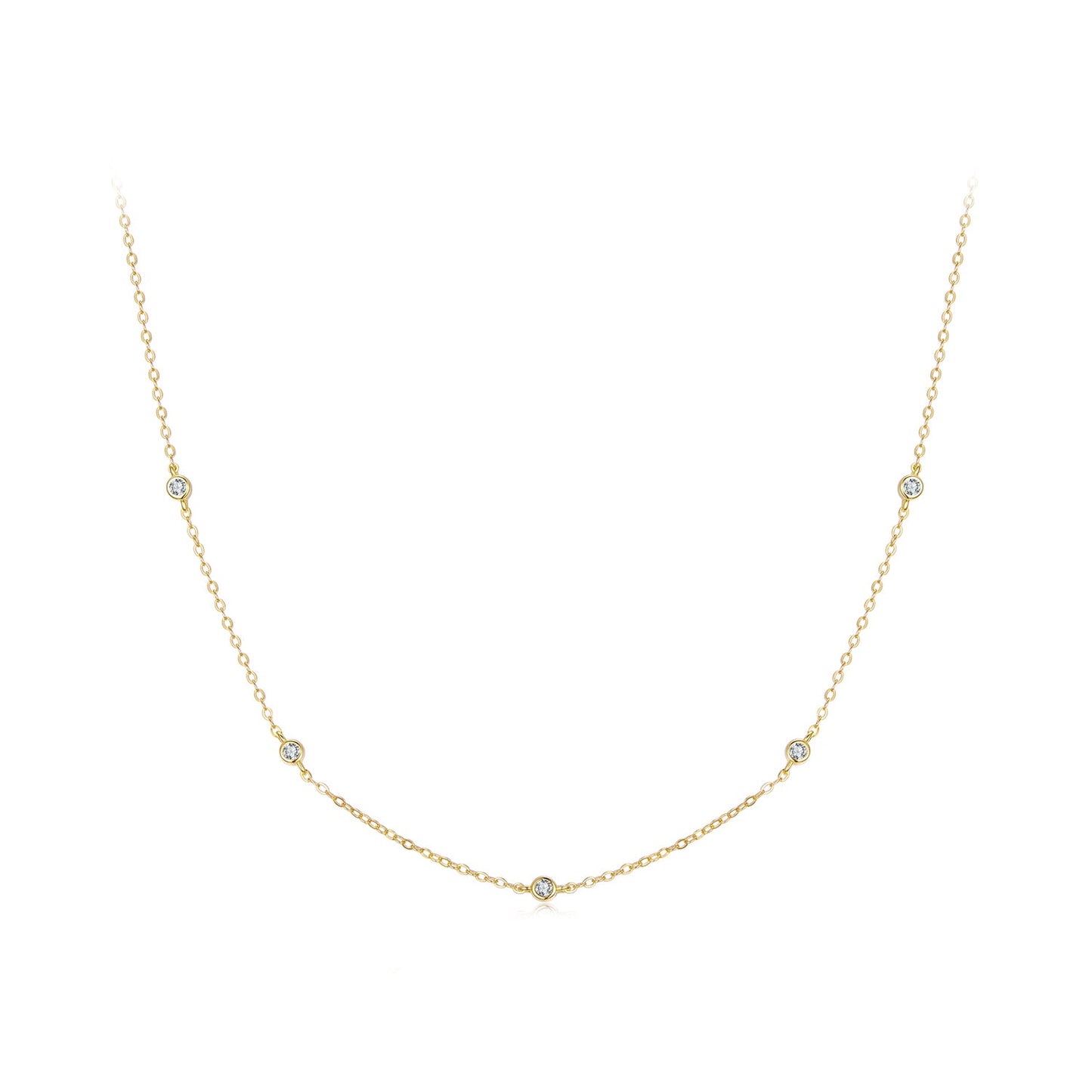 Moissanite necklace Bids.com 925 sterling silver white gold plated adjustable chain with stones on Tampa Home & Garden Store