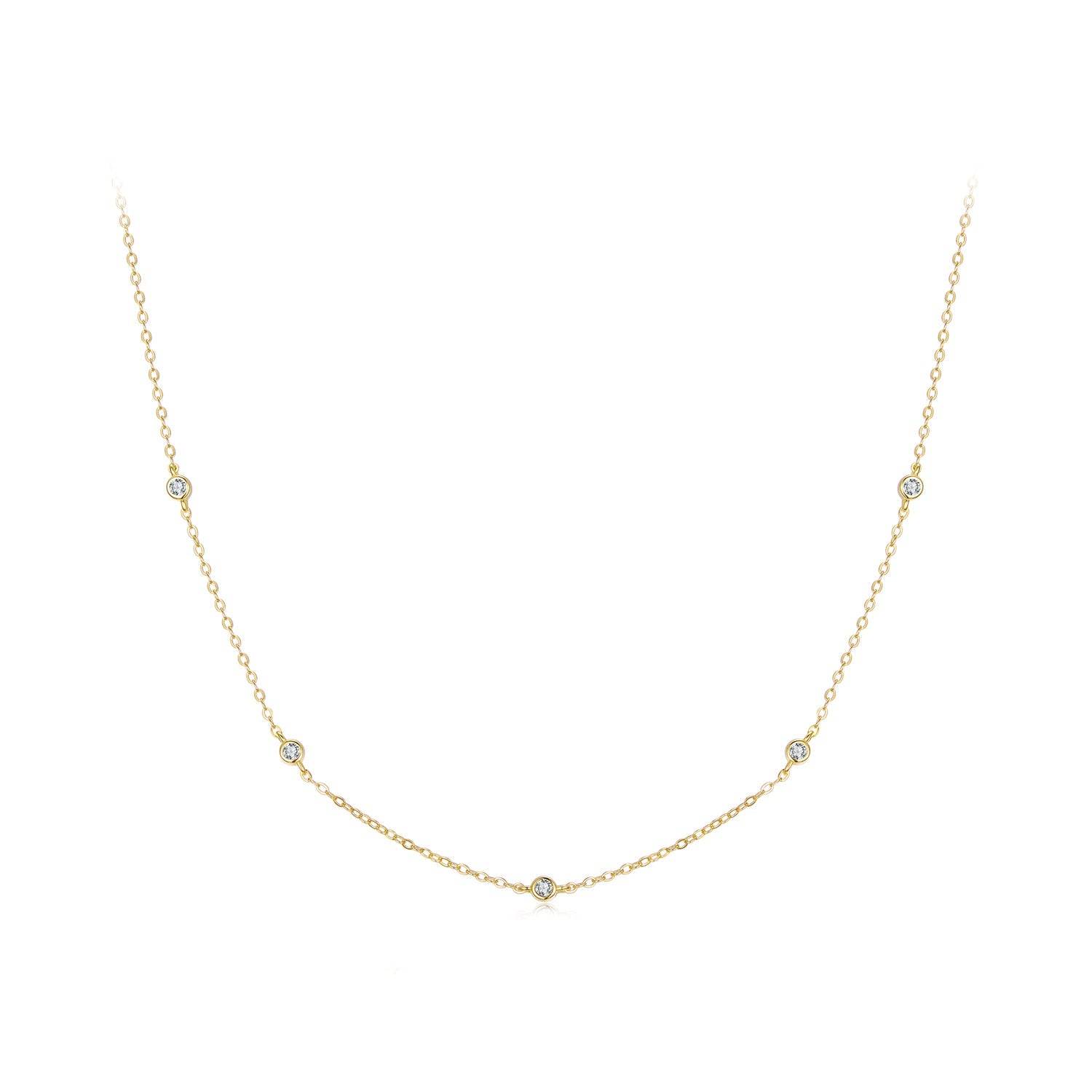 Moissanite necklace Bids.com 925 sterling silver white gold plated adjustable chain with stones on Tampa Home & Garden Store