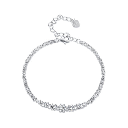 925 Sterling Silver Moissanite Bracelet with 5mm stones, lobster clasp, extender by Bids.com on Tampa Home & Garden Store