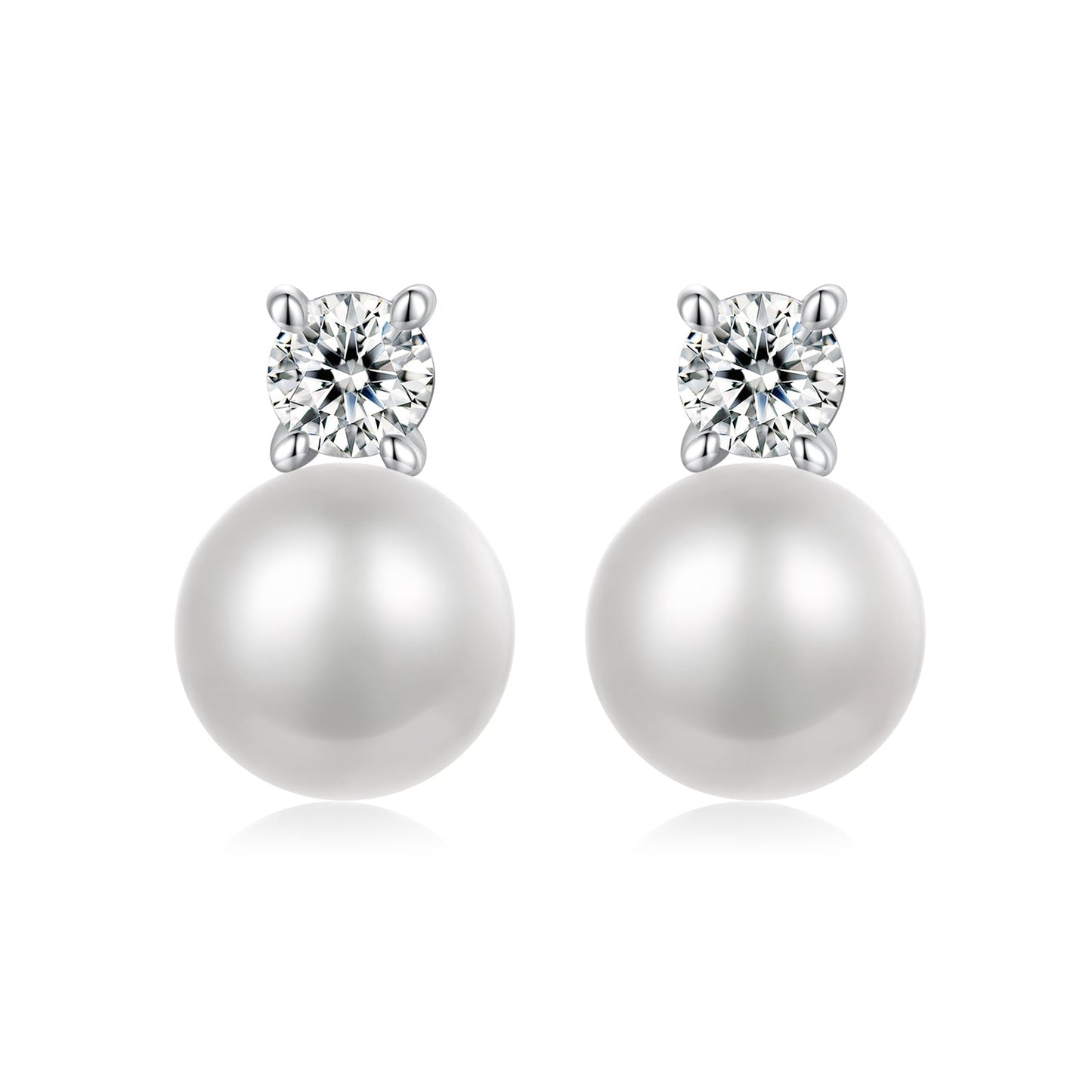 Earrings 925 Sterling Silver Moissanite 0.1ct with freshwater pearl drops, pair on Tampa Home & Garden Store