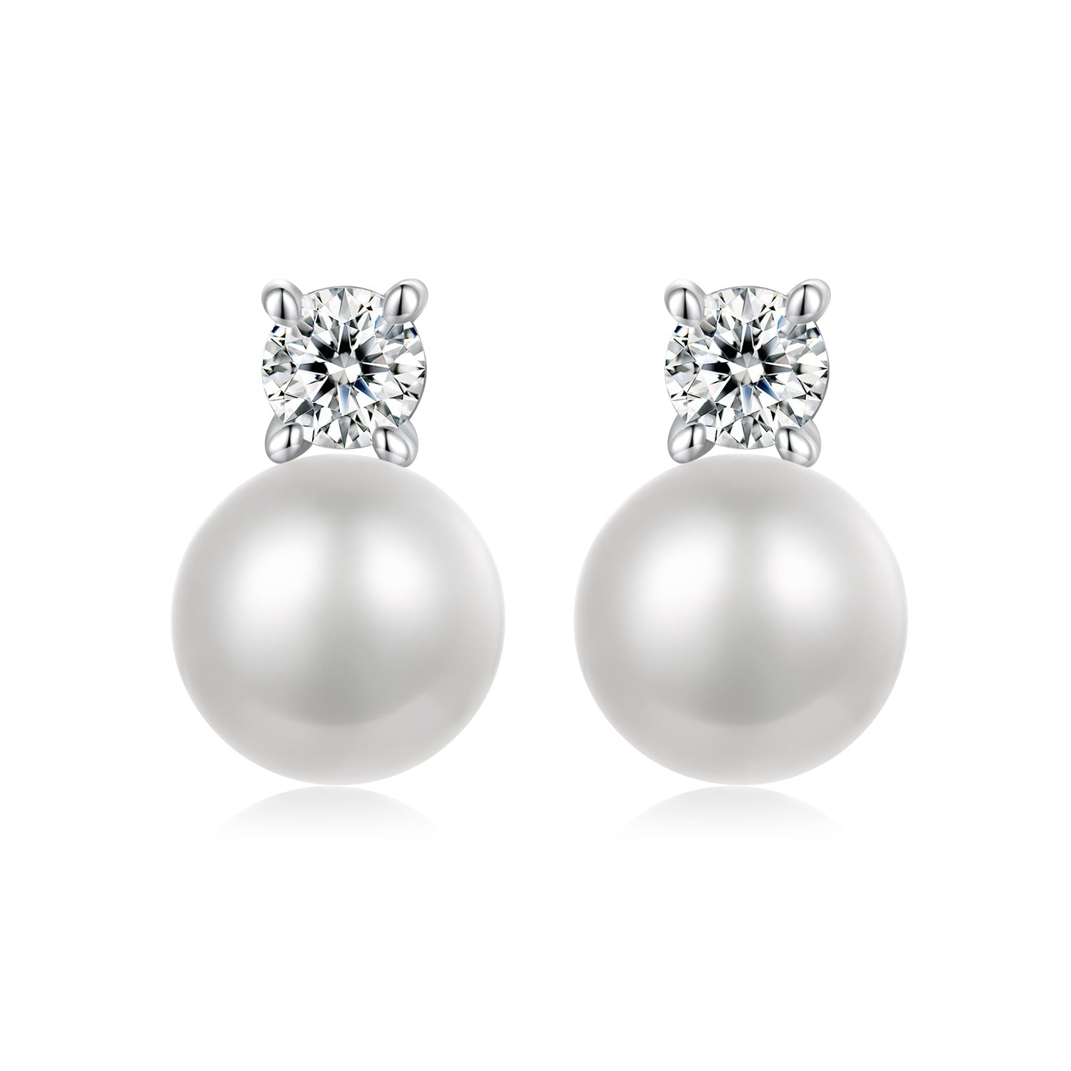 Earrings 925 Sterling Silver Moissanite 0.1ct with freshwater pearl drops, pair on Tampa Home & Garden Store