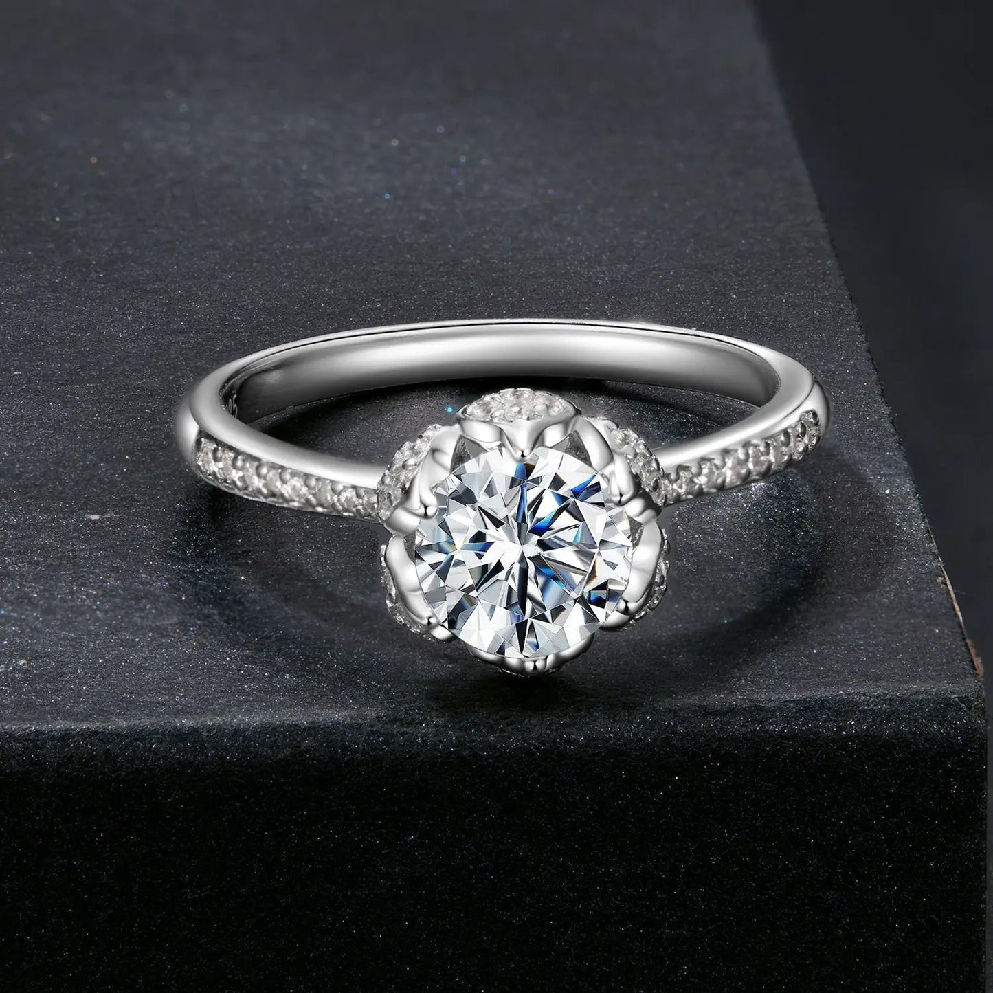 Moissanite ring 1ct, 925 sterling silver, white gold plated, size 6, by Bids.com on Tampa Home & Garden Store