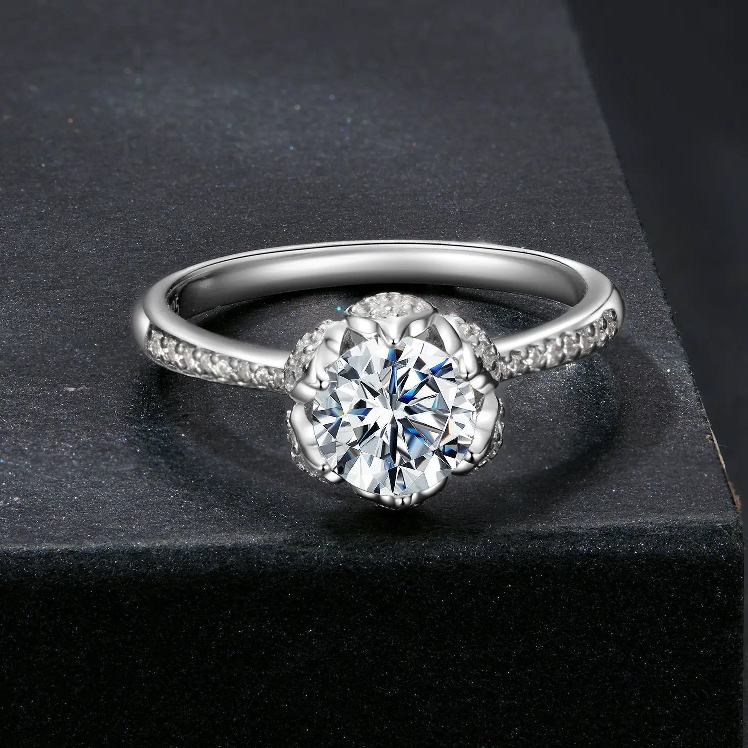 Moissanite ring 1ct, 925 sterling silver, white gold plated, size 6, by Bids.com on Tampa Home & Garden Store