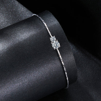 925 Sterling Silver 0.2ct genuine moissanite bracelet with two round stones for women on Tampa Home & Garden Store