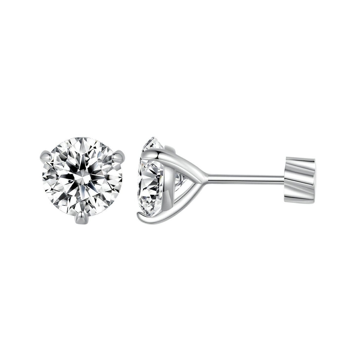 Moissanite stud earring in 925 sterling silver with white gold plating 0.7cm on Tampa Home & Garden Store