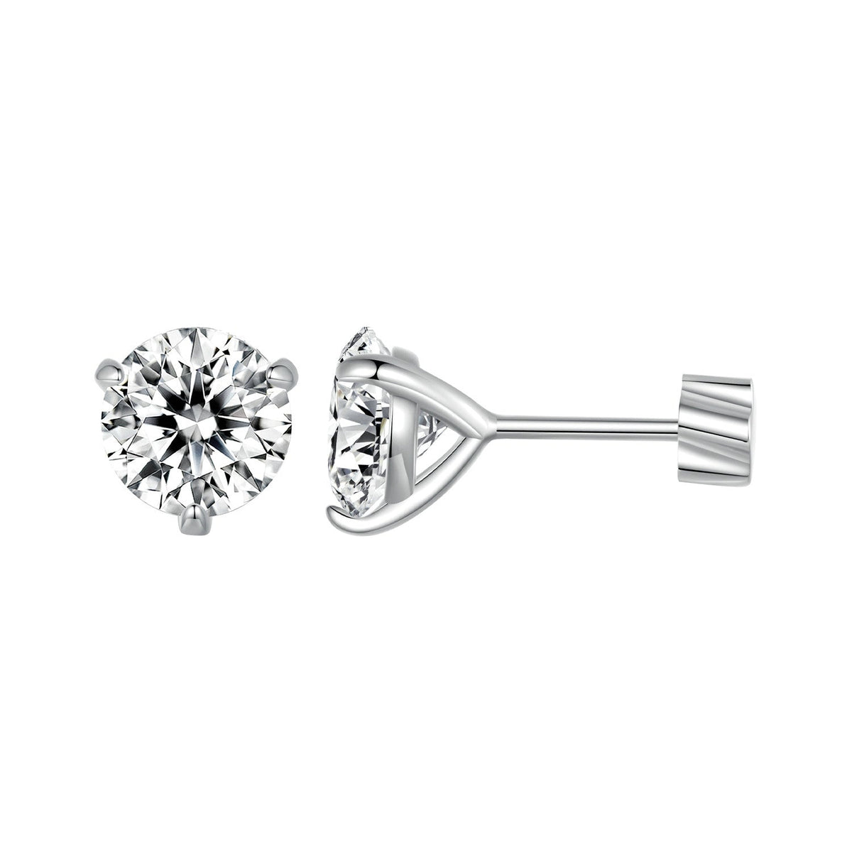 Moissanite stud earring in 925 sterling silver with white gold plating 0.7cm on Tampa Home & Garden Store