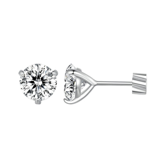Moissanite stud earring in 925 sterling silver with white gold plating 0.7cm on Tampa Home & Garden Store