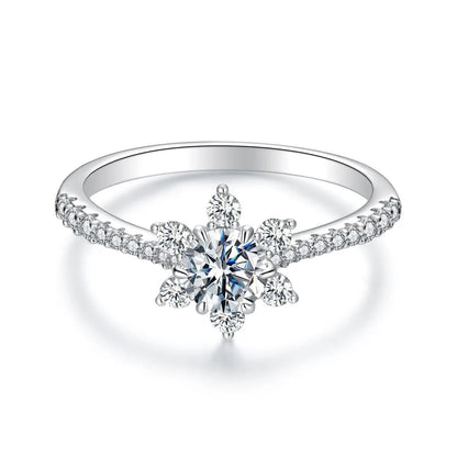 925 Sterling Silver Pavé Moissanite Ring with CZ, flower halo, size 6, Bids.com on Tampa Home & Garden Store