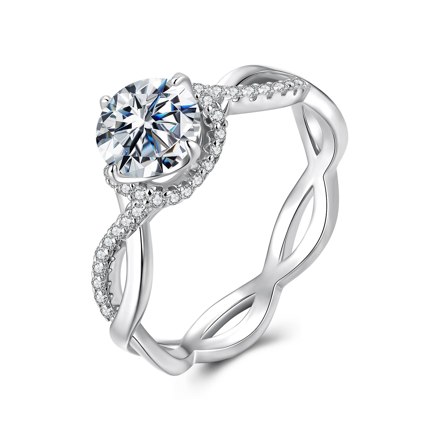 925 sterling silver moissanite ring size 7 with pavé setting for women on Tampa Home & Garden Store