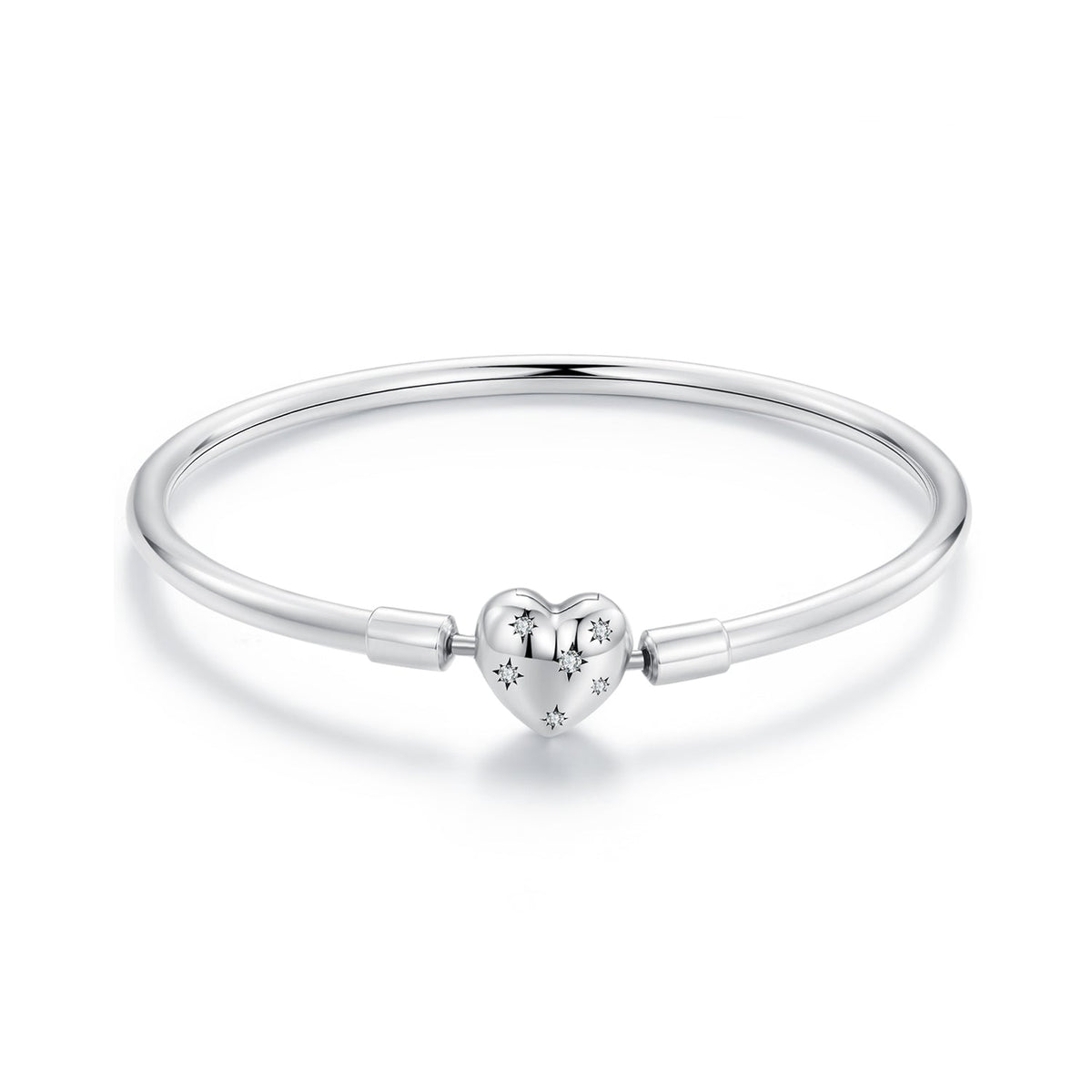 Bracelet 925 sterling silver, white gold plated heart charm with cz stones, 17.0cm by Bids.com on Tampa Home & Garden Store
