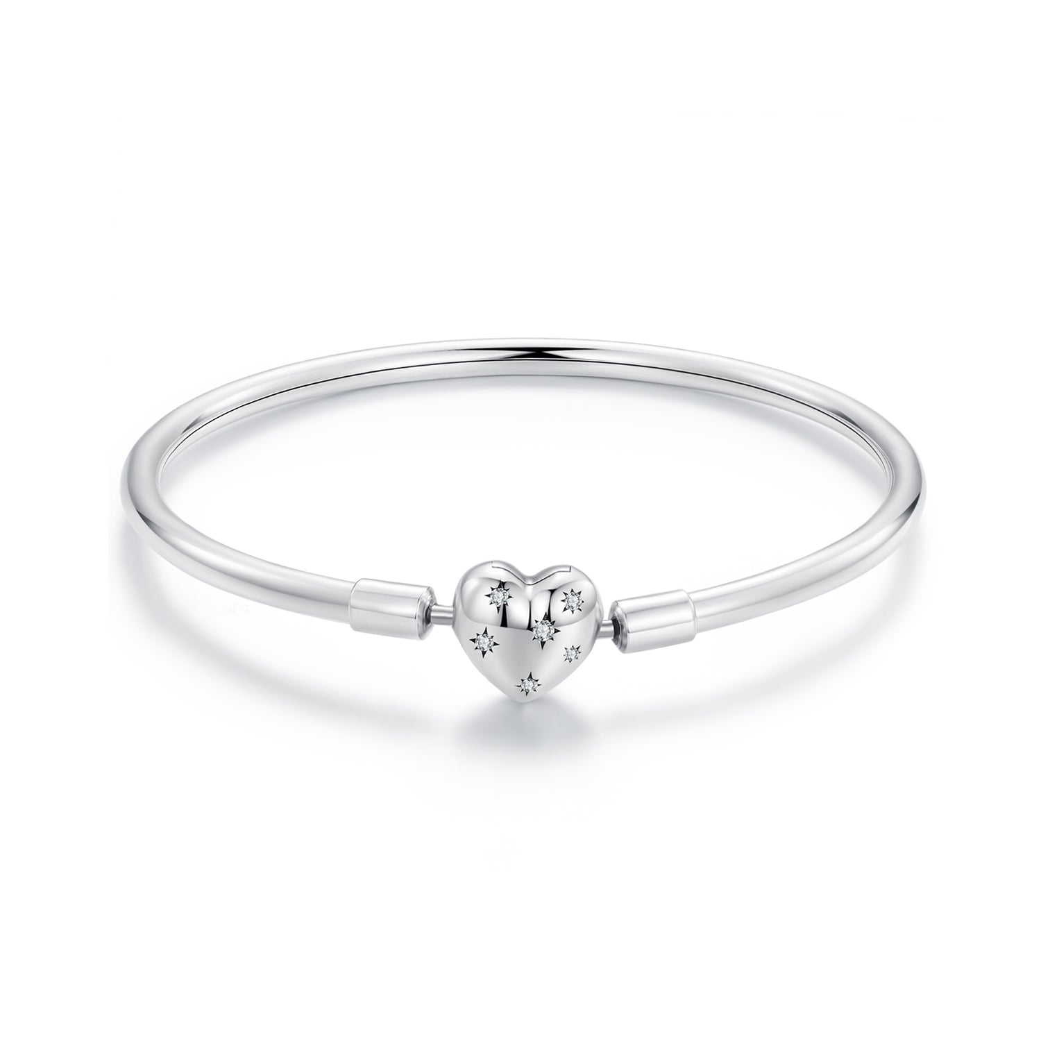 Bracelet 925 sterling silver, white gold plated heart charm with cz stones, 17.0cm by Bids.com on Tampa Home & Garden Store